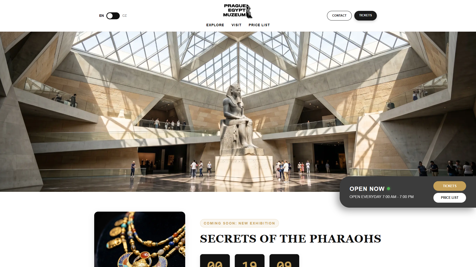 Náhled webu Prague Egypt Muzeum